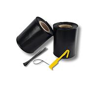 dm-folien Tuyau de gouttière 50 m noir I 50 m Film pour évacuation de gouttière avec 100 serre-câbles + coupe-film de qualité supérieure I Tuyau pour gouttière I Tuyau de descente provisoire