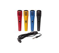 DM500 - LTC - Set de 4 microphones, noir, rouge, bleu et jaune en plastique avec cordon XLR/Jack 6.35mm de 2,9m