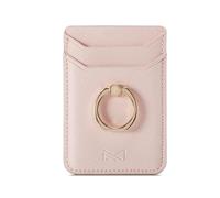 DMaos Card Case avec Anneau pour Les Filles RFID Credit Wallet PU Cuir bâton sur la poignée arrière pour iPhone et Samsung Smartphones - Rose