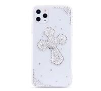 DMaos Coque pour iPhone 11 Pro Max pour femme, motif croix pour Christ, bling strass, neige, diamant, coque en caoutchouc souple, de qualité supérieure pour iPhone 11 Pro Max 6,5"
