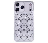 DMaos Coque pour iPhone 16 Plus pour femme, coque en gel 3D Pop Bubble Heart Kawaii, jolie fille pour iPhone 16 Plus 6,7" - Argent
