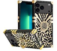 DMaos Coque pour iPhone 17 Pro Max avec bague pour femme, magnifique strass doré, béquille en diamant, haut de gamme pour iPhone 17 Pro Max 6,9" - Zèbre