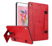 DMaos Étui pour iPad 9e, 8e 7e génération, iPad Air 3e/iPad Pro-2e (10,5"), coque arrière fine en similicuir épissé avec support réglable et dragonne, design de voyage minimaliste - Rouge