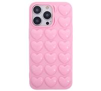 DMaos Housse de Protection Femme pour iPhone 13 3D Bulle Coeur Gel Housse de Protection pour Belle Fille pour iPhone13 6,1 Pouces - Rose