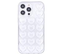 DMaos Housse de Protection Femme pour iPhone 16 Pro 3D Bulle Coeur Gel Housse de Protection pour Belle Fille pour iPhone16 Pro 6,3 Pouces - Transparent
