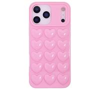 DMaos iP 17 Pro Coque pour femme, coque en gel 3D Pop Bubble Heart Kawaii, jolie fille pour iP17 Pro 6,3", rose