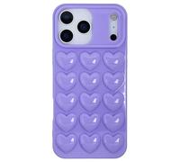DMaos iP 17 Pro Coque pour femme, coque en gel 3D Pop Bubble Heart Kawaii, jolie fille pour iP17 Pro 6,3", lavande