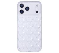 DMaos iP 17 Pro Coque pour femme, coque en gel 3D Pop Bubble Heart Kawaii, jolie fille pour iP17 Pro 6,3", transparent