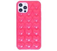 DMaos iPhone 12 Pro Max pour Les Femmes, 3D Pop Bubble Coeur Cover Gel, Mignonne Fille pour iPhone12 Pro Max 6,7 Pouces - Rose Chaud