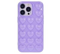 DMaos iPhone 14/iPhone 13 Case for Women, 3D Pop Bubble Heart Gel Cover, Cute Girly 6,1 Pouces - Lavande