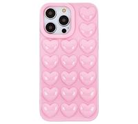 DMaos iPhone 14 Pro Max pour Les Femmes, 3D Pop Bubble Coeur Cover Gel, Mignonne Fille pour iPhone14 Pro Max 6,7 Pouces - Rose