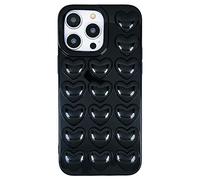 DMaos iPhone 16 pour Les Femmes, 3D Pop Bubble Coeur Cover Gel, Mignonne Fille pour iPhone16 6,1 Pouces - Noir