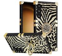 DMaos pour Samsung Galaxy S23 Coque avec Anneau pour Femmes, Strass Doré Magnifique Diamant Kickstand, Premium pour S23 6.1'' - Zèbre