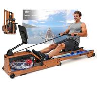 DMASUN Rameur à Eau Pliable, Rameur Musculation d'Appartement avec 6 Niveaux Résistance à l'eau Réglable, Bluetooth & App, Support Tablette, Siège Ergonomique, Rangement Vertical, Capacité 180 kg