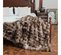 DMBAOD Couverture de Bulles épaisses en Peluche Chaude Moelleuse pour Le Salon canapé-lit, Fourrure de Lapin, décorative réversible en Peluche café 160x200cm