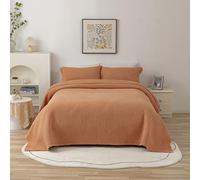 DMBAOD Couvre-lit matelassé brodé de Ligne de Couleur Unie，Dessus De Lit 2 Personnes Couvre-lit De Luxe Réversible Boutis Coton Couverture avec 2 Taies d'oreiller Orange 230x250cm