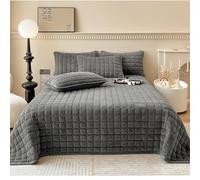 DMBAOD Couvre lit Matelassé De Luxe Dessus De Lit 2 Personnes Matelasse Boutis，Velours de Lait Style Quilt Couverture Polyvalente Parure de lit avec 2 Taies d'oreiller Dark Gray 230x250cm