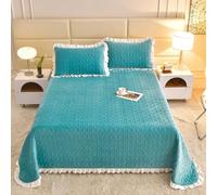 DMBAOD Dessus De Lit 2 Personnes,Boutis Couvre-Lit Matelassé De Luxe en Velours,Couverture Lit D'été Réversible avec 2 Taies d'oreiller Sky Blue 250x230cm