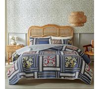 DMBAOD Dessus De Lit 2 Personnes Patchwork Couvre Lit Matelasse De Luxe Boutis Coton Décoratif Courtepointe Jeté De Lit Multifonction avec 2 Taies d'oreiller C 264x230cm