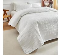 DMBAOD Dessus De Lit 2 Personnes Style Moderne Couvre Lit Matelasse De Luxe Boutis Coton Décoratif Courtepointe Jeté De Lit Multifonction avec 2 Taies d'oreiller White 203 * 229cm(80"x90")