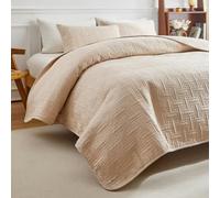 DMBAOD Dessus De Lit 2 Personnes Style Moderne Couvre Lit Matelasse De Luxe Boutis Coton Décoratif Courtepointe Jeté De Lit Multifonction avec 2 Taies d'oreiller Beige 173 * 229cm(68"x90")