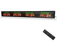 DMBBSAPBSH Horloge à Fuseaux Horaires Mondiaux, Horloge Mondiale à 4 Villes, 2 Modes, Horloge Murale LED avec télécommande, 5 Niveaux de réglage de la luminosité