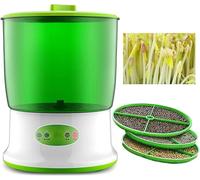 DMBBSAPBSH Machine à Germes de Soja, Machine à germer Les graines avec Chauffage PTC, arroseur à 360 °, kit de Germination des graines, Outil de Culture de céréales de Grande capacité Fait Maison