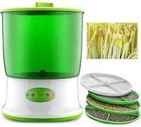 DMBBSAPBSH Machine à Germes de Soja, Machine à germer Les graines avec Chauffage PTC, arroseur à 360 °, kit de Germination des graines, Outil de Culture de céréales de Grande capacité Fait Maison