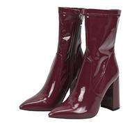 DMBDY Talons Hauts High Heels Bottines Femmes Talons Hauts Fermeture Éclair Latérale Bottines Extensibles Chaussures Soirée Tendance 11cm,Red,41