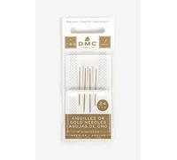 DMC - Aiguilles à broder en or, idéal sur tissus et toile aida | Pack de 4 aiguilles, acier or 24 carats, bout pointu