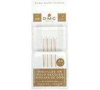 DMC - Aiguilles Or pour la Tapisserie/Point de Croix, idéal sur Tissus et Toile aida | Pack de 4 Aiguilles, Acier Or 24 carats, Bout Pointu