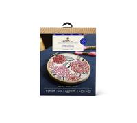 DMC – Kit de broderie Dahlias Marie-Dominique Procureur – Débutant, tambour 14,5 cm, 7 échevettes