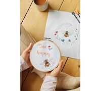 DMC - Duo Kit de point de croix - Bee Happy | Kit complet : Toile, Tambour, Fils à broder, aiguille et insctructions complètes | Niveau intermédiaire