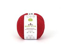 DMC Garn – Fil à tricoter Eco Vita – coton 100% recyclé tubulaire – 100 g/250 m – 555 Lueur rouge