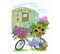 DMC Kit de Point de Croix 14 Fils Vélo Fleuri, Lot de 1, Multi Couleur