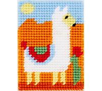 DMC Garn – Kit canevas Mika le Lama – demi-point, niveau facile, toile imprimée 4 pts/cm, 13 x 18 cm
