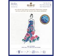 DMC - Kit point de croix Bal de roses | Kit complet : Toile, Fil à broder, aiguille et insctructions complètes | Niveau intermédiaire