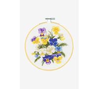 DMC - Kit Point de croix - Fleurs Violettes | Kit complet : Toile, Tambour, Fil à broder, aiguille et insctructions complètes | Niveau confirmé