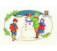 DMC Kit Point de Croix Motif Vintage Construire Un Bonhomme de Neige, 100% Coton, Multicolore