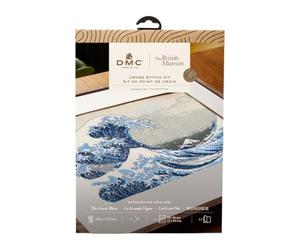 DMC - La Grande Vague par Katsushika Hokusai, Kit de point de croix avancé du British Museum | Belle idée cadeau