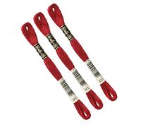 DMC Garn - Lot de 3 échevettes Fil à broder Mouliné 117MC 100% coton Rouge 321