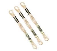 DMC Garn – Lot de 3 échevettes Fil à broder Mouliné 117MC 100% coton ECRU idéal point de croix