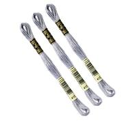 DMC - Lot De 3 échevettes DMC GRIS CLAIR, Fil à broder Mouliné 117MC, 100% coton - S'adapte à toutes techniques et tous supports, idéal point de croix