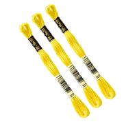 DMC - Lot De 3 échevettes DMC JAUNE, Fil à broder Mouliné 117MC, 100% coton - S'adapte à toutes techniques et tous supports, idéal point de croix