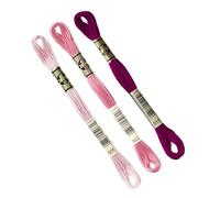 DMC - Lot De 3 échevettes DMC assortiment ROSE col. 605-602-915, Fil à broder Mouliné 117MC, 100% coton - S'adapte à toutes techniques et tous supports, idéal point de croix