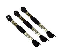 DMC Fil à broder échevettes Mouliné 117MC Lot de 3 100% coton Noir