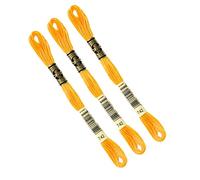 DMC - Lot De 3 échevettes DMC, Fil à broder Mouliné 117MC, 100% coton - S'adapte à toutes techniques et tous supports, idéal point de croix (ORANGE)