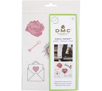 DMC - Magic Paper - Love Collection en broderie traditionnelle | 1 feuille magique A5 - autocollante, repositionnable, soluble | Customisation facile et rapide
