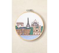 DMC paquet de broderie à plat avec cadre de broderie "monuments parisiens", préimprimé, Diam 14,5cm