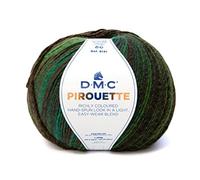 DMC Garn Fil à tricoter Pirouette – Effet multicolor, chaud, doux et léger – 200 g 500 m – 845 Vert